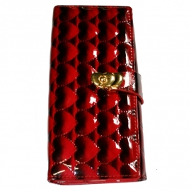 Wallet with Buckle Closure - Red/Black Heart