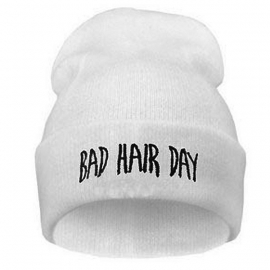 Beanie / Hat - Bad Hair Day - White