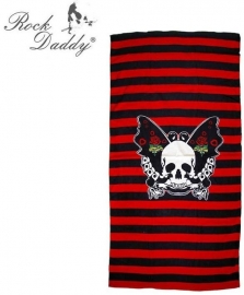 Rock Daddy - Striped Bath Towel - Butterfly Design and Skull