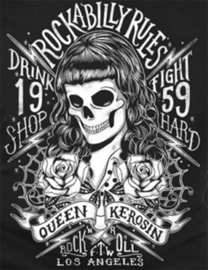 Queen Kerosin - Rockabilly Rules - DRINK - SHOP - FIGHT - HARD - Longshirt