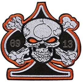 ORANGE PATCH - Ace Of Spades and skull with crossed bones 69 - 13