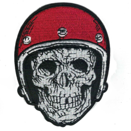 PATCH - Biker  Skull with Red Helmet