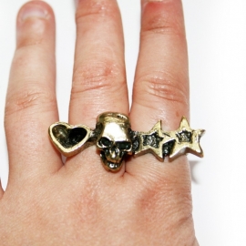 2-Fingerring with Skull/Heart/Stars