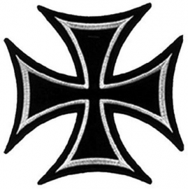 041 - medium PATCH - Iron / Maltese Cross - WHITE Lining