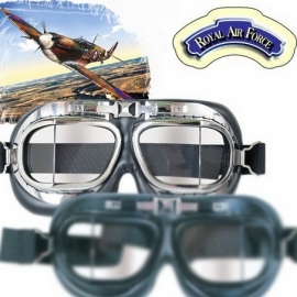 RAF/Red Baron-Style Goggles - Chrome