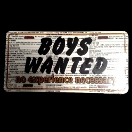 License Metal Plate / Tin Sign - 3D - Boys Wanted. No Experience Necessary