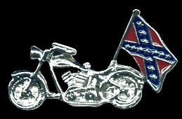 P119 - PIN - Motorcycle with Rebel Flag