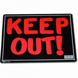 Light Metal Plate / Tin Sign - Keep Out!