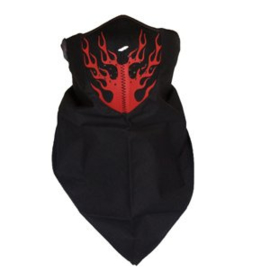 Half Face Bandana with Neoprene - RED FLAMES