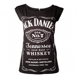 Jack Daniel's - T-Shirt -  Original Classic Big Logo Top - with ZIPPER back