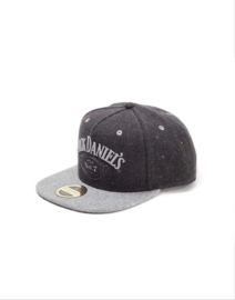 Jack Daniel's - DARK  GREY Washed Snapback Cap - Adjustable  - Dusty Look - Silver Lettres - Tweed Look
