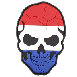 PATCH - PVC/ELCRO - Cracked Skull with Dutch Flag - Netherlands - Nederland - HOLLAND