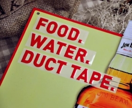 Jim Bean - Metal Plate / Tin Sign - 3D - Food. Water. Duct Tape