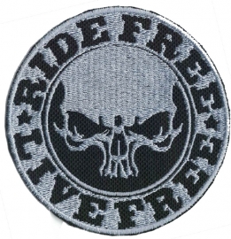 263 - Silver PATCH - Ride Free * Live Free - Skull