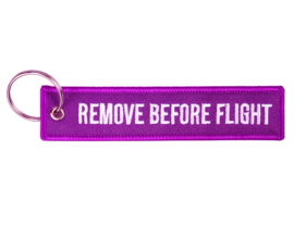 Embroided Keychain - Lila & White - REMOVE BEFORE FLIGHT