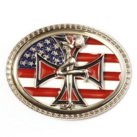 American Flag & Cross with Pin-up buckle [B102]