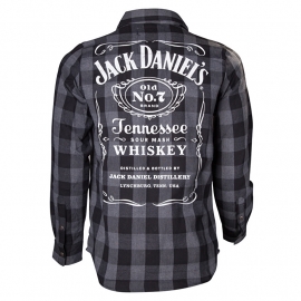 Jack Daniel's - Worker Shirt - Black & Grey  Checkered - Long Sleeves - Original Big Classic Logo on the Back
