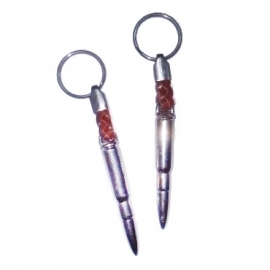 Metal Keychain - Long Bullet with leather detail - Calibre 8x51