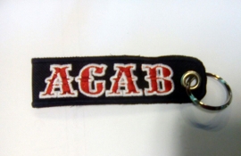 Embroided Keychain - Red & White - ACAB - loop
