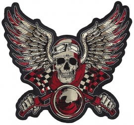 Lethal Threat - BACKPATCH - Vintage Red Biker with Wings