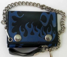 Mustang - Biker Wallet with Chain - Blue Flames