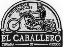 180 - PATCH - WHITE - El Caballero Motorcycle Services - TIJUANA