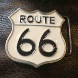 White Route 66 BUCKLE [B122]