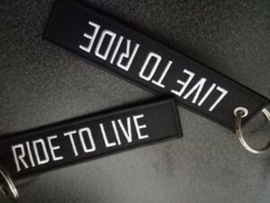 Embroided Keychain - Black & White - LIVE TO RIDE - RIDE TO LIVE