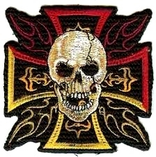 115 - PATCH - Iron / Maltese Cross with Skull & Flames