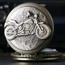 Motorcycle Steampunk Necklace with Clock