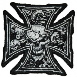 000 - BACKPATCH - Iron / Maltese Cross with Grey Skulls