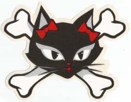 Evil Kitty with Bows and Crossed Bones - DECAL - STICKER