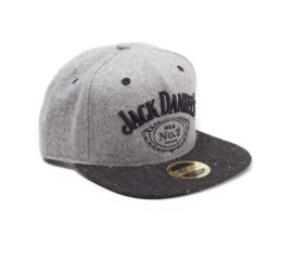 Jack Daniel's -  Light Grey Washed Snapback Cap - Adjustable  - Dusty Look - Black Lettres