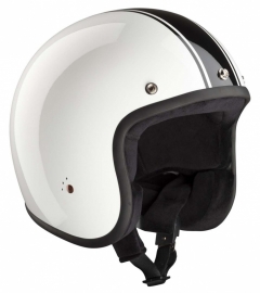 BANDIT - Jet Open Face Helmet - Classic Design [Shiny White with Shiny Black Stripes]