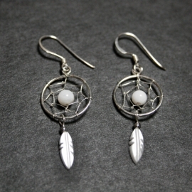 Dreamcatchers (pearl) earrings [SILVER]