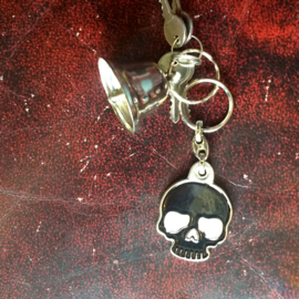Metal Keychain - Black Skull with White Eyes