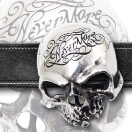 Alchemy England - BELT BUCKLE - Edgar Allan Poe - The Raven - 'NEVERMORE' - Skull