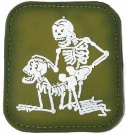 148 - VELCRO/PVC PATCH - OLIVE GREEN - Skeletons in Doggy-Style
