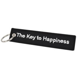 Embroided Keychain - Black & White - THE KEY TO HAPPINESS