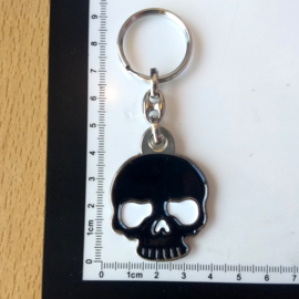 Metal Keychain - Black Skull with White Eyes