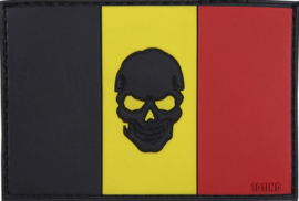 370 - VELCRO/PVC PATCH - Belgian Flag with Skull - Belgium - België - Belgique