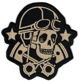 GOLDEN PATCH - Rider Skull with Crossed Pistons