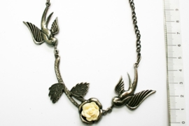 Swallow necklace with Rose