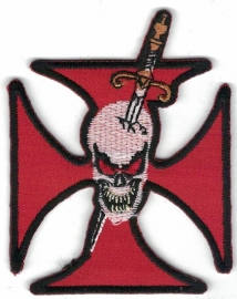 015 - PATCH - Skull with Dagger trough his Head and Maltese Cross