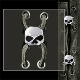 Vest / Shoe Lace Detail - Half Skull with black eyes (1 piece)