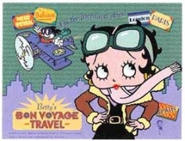 Betty Boop - Large Metal Plate / Tin Sign - Fly The Friendliest Skies! - Betty's BON VOYAGE - TRAVEL