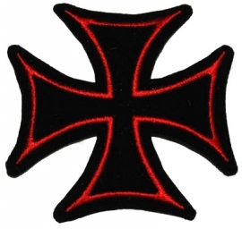 037 - small PATCH - Iron / Maltese Cross - RED Lining