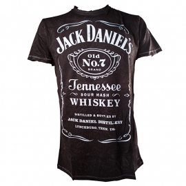 Jack Daniel's - T-Shirt - Black - Acid Washed - Original Big Classic Logo