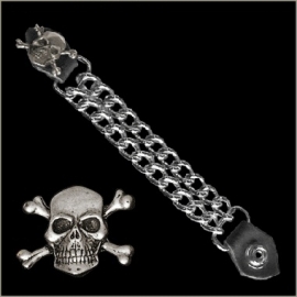 Vest Extender - Double Chain - Skull and Crossed Bones