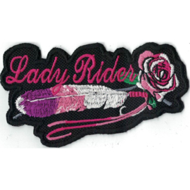 Pink PATCH - Lady Rider - Rose with Feather